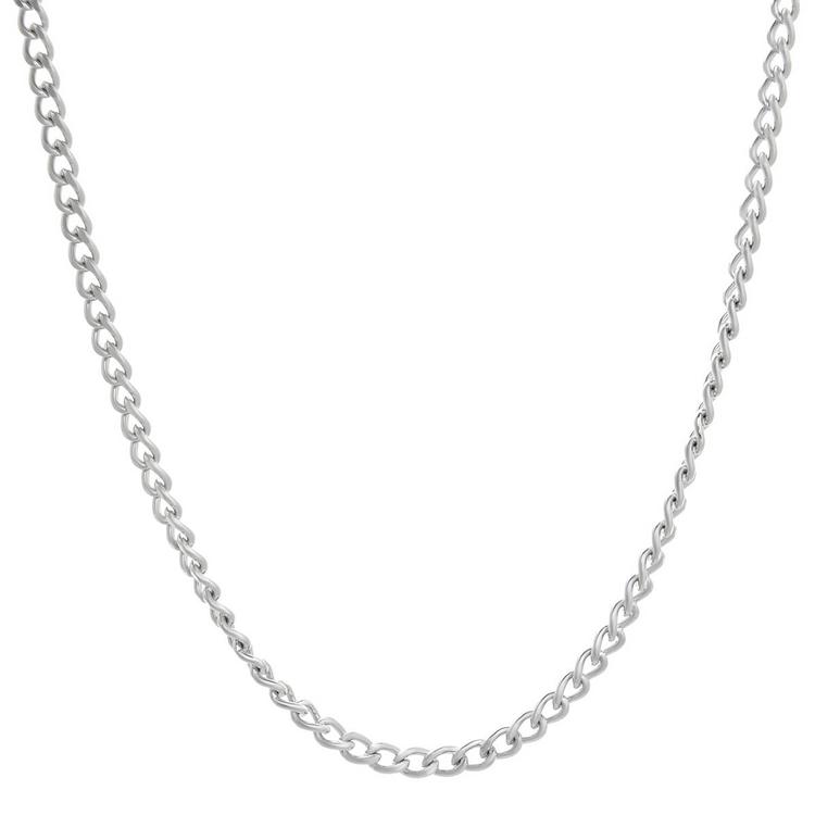 Mens Lynx Stainless Steel Oval Link Curb Chain Necklace