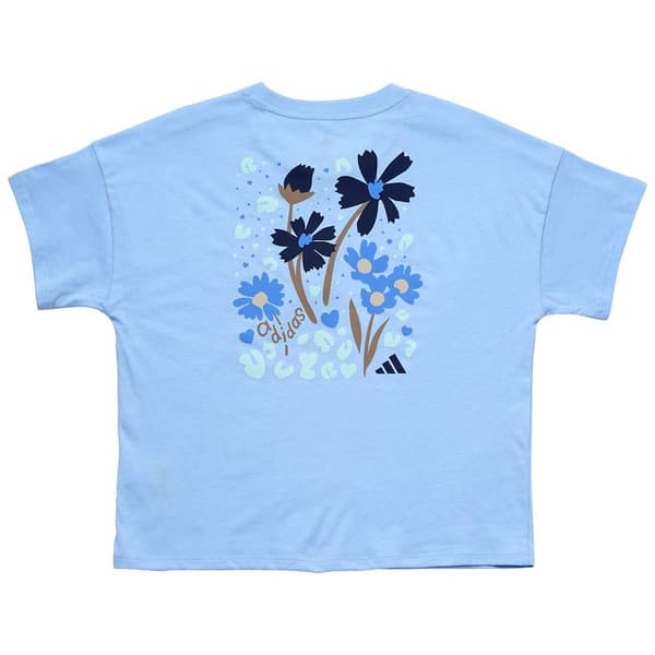 Girls (7-16) adidas® Short Sleeve Floral Logo Loose Fit Tee