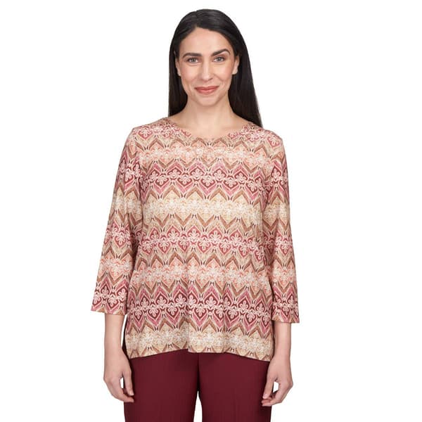 Petite Alfred Dunner Mulberry Street Lace Biadere Blouse - image 