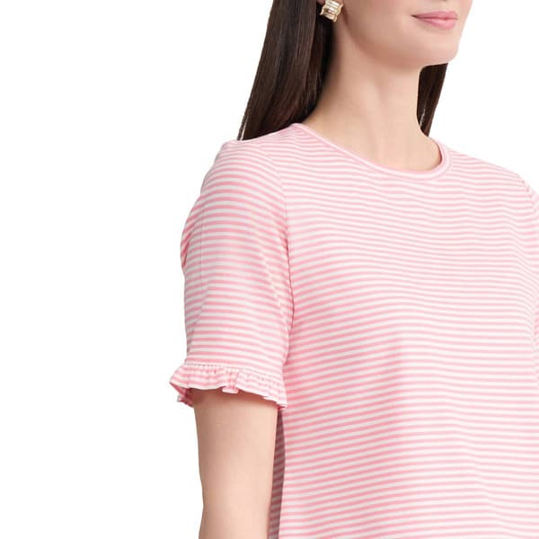 Petite Jones New York Short Ruffle Sleeve Stripe Tee