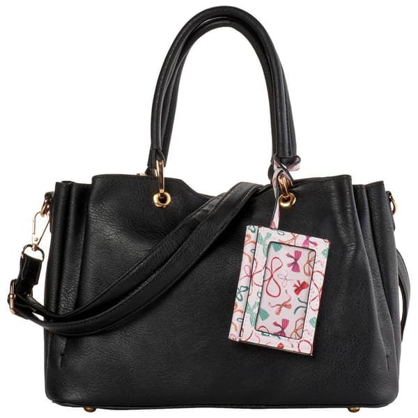 DS Fashion Triple Compartment Satchel With Bow Card Case - image 