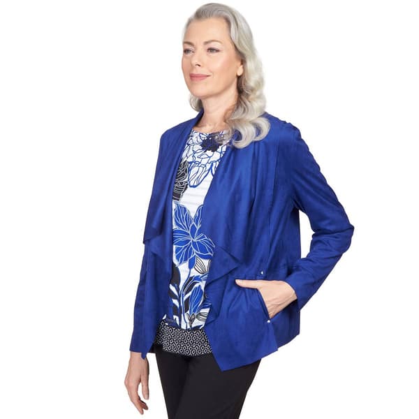Petite Alfred Dunner Downtown Vibe Suede Cascade Jacket