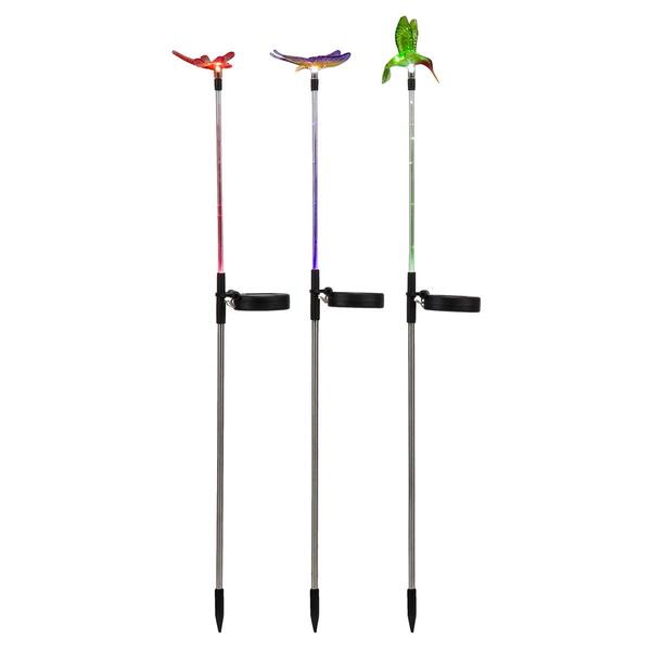 Alpine Solar Insects/Bird LED Garden Stake - Set of 3 - image 