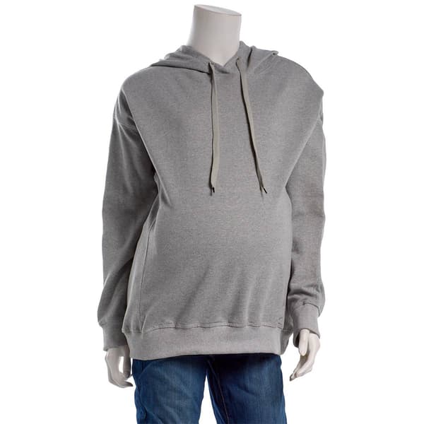 Womens Maternity Times Two Long Sleeve Rib Side Trim Hoodie - image 