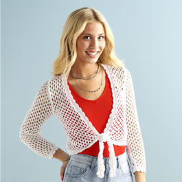 Juniors Poof! Sweetie Hollow Out Tie Front Cardigan