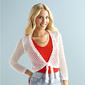 Juniors Poof! Sweetie Hollow Out Tie Front Cardigan - image 1