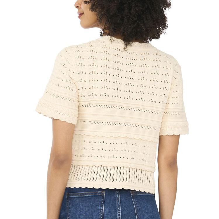 Womens Cece Short Sleeve Open Knit Crochet Sweater