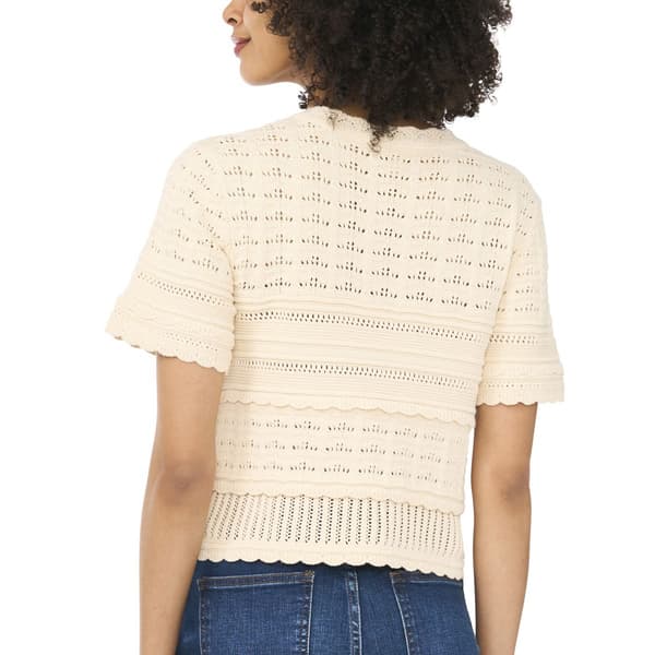 Womens Cece Short Sleeve Open Knit Crochet Sweater