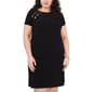 Plus Size MSK Short Sleeve Grommet Trim Solid Shift Dress - image 1