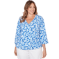 Plus Size Heart''s of Palm Embraceable Blue Printed Stretch Jerse - image 1