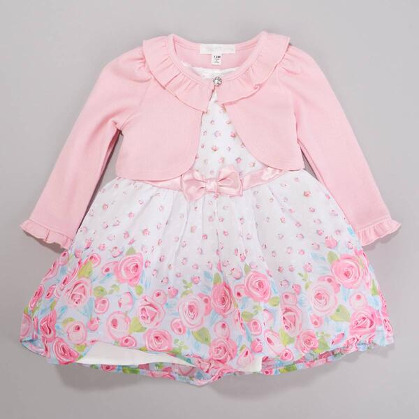 Baby Girl &#40;12-24M&#41; Nannette Baby Floral Dress w/ Cardigan - image 