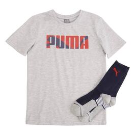 Boys (8-20) Puma 2pc. Jersey Graphic Tee &amp; Socks Set - Grey
