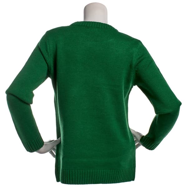 Womens By Design Long Sleeve Crew Neck Reindeer Pug Sweater