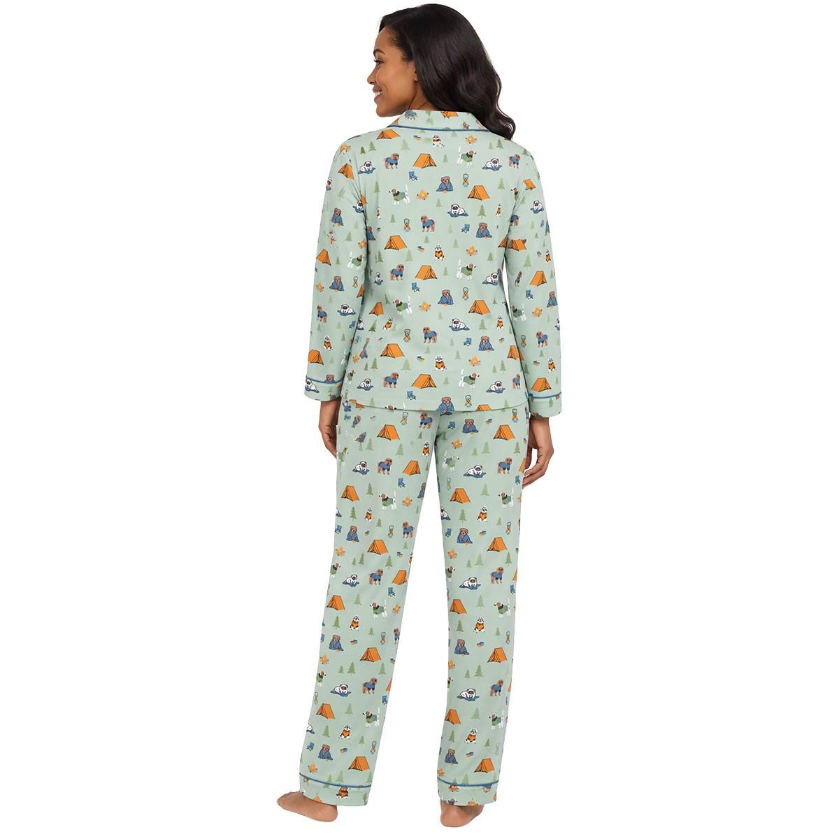 Juniors Pillow Talk Long Sleeve Camping Dogs Pajama Set