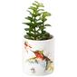 Bird & Flower Painted Planter w/ Faux Succulent - image 1