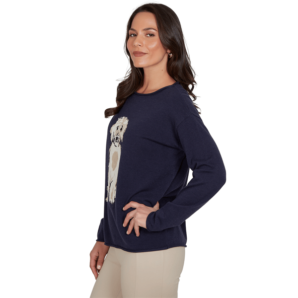 Petite Skye’s the Limit Urban Heirloom Dog Motif Sweater