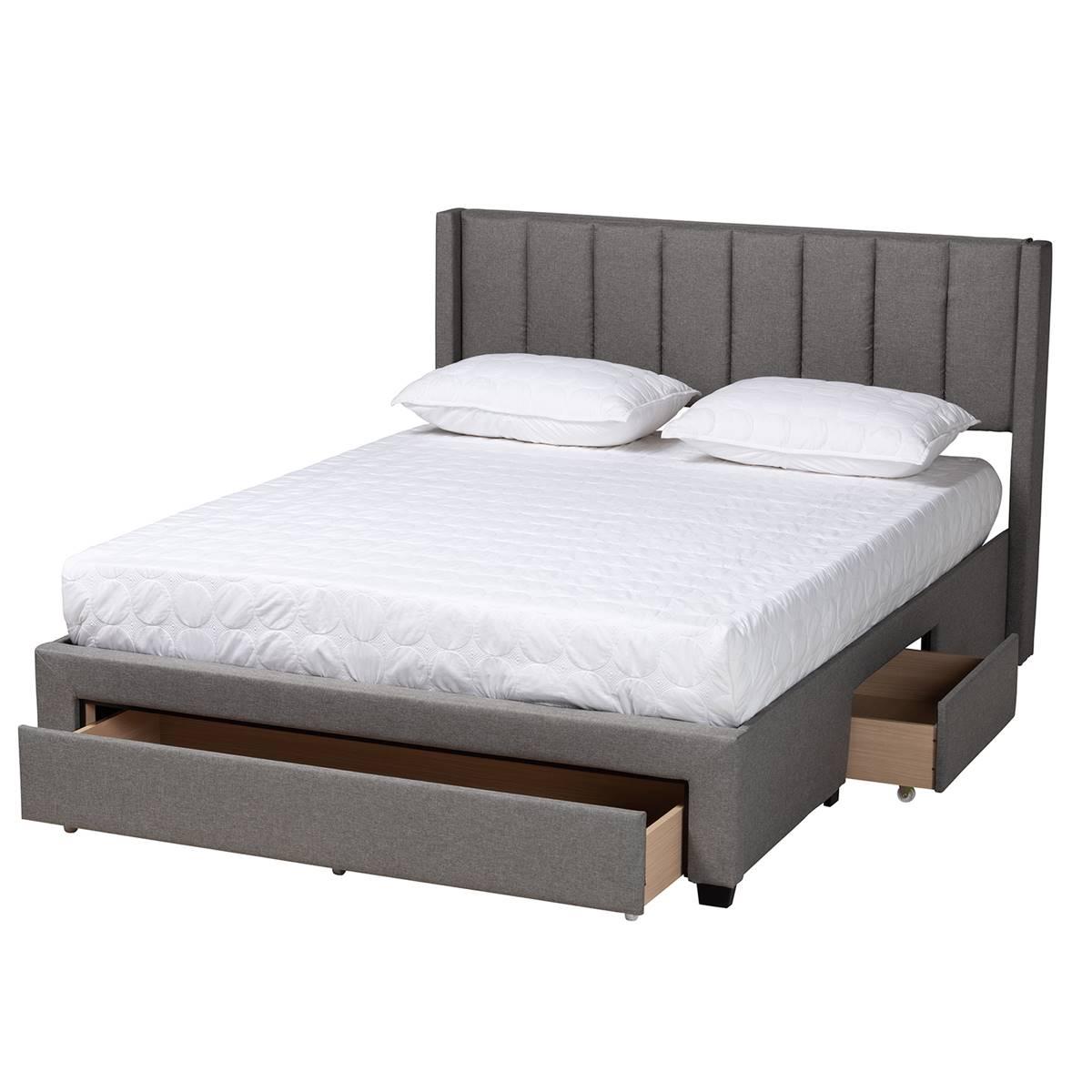 Baxton Studio Coronado Grey Fabric 3-Drawer Storage Platform Bed