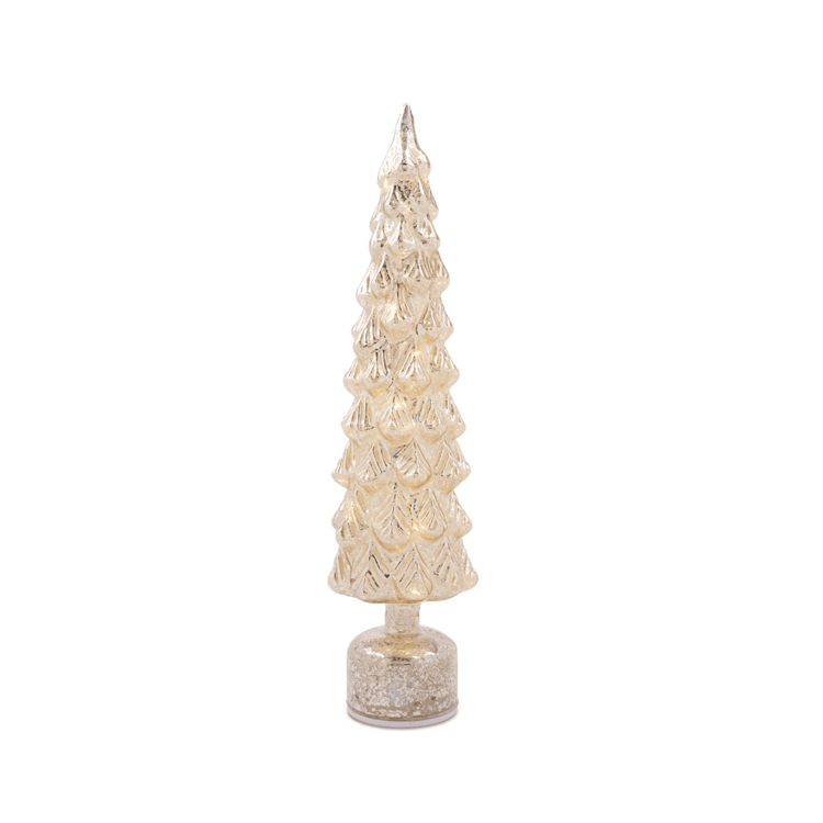 Melrose LED Mercury Glass Rotating Pine Tree - Set of 2