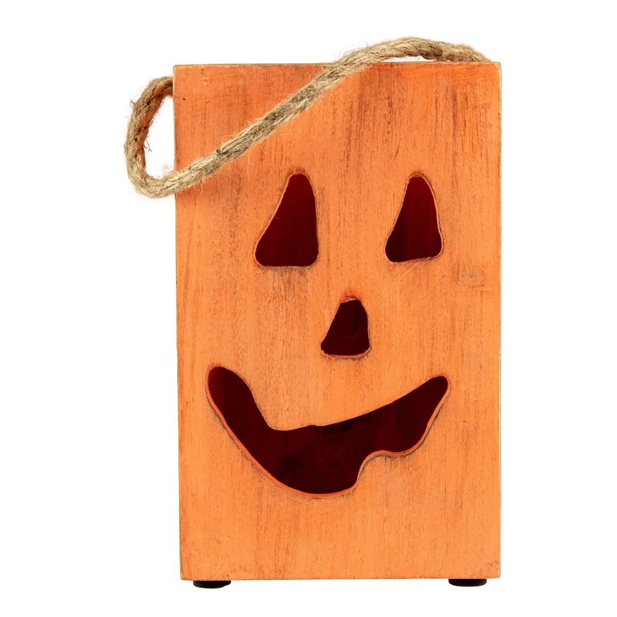Northlight Seasonal 8in. Large Wood Jack O Lantern Candle...