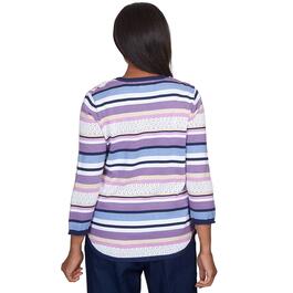 Petite Alfred Dunner Lavender Fields Stripe Sweater w/Necklace