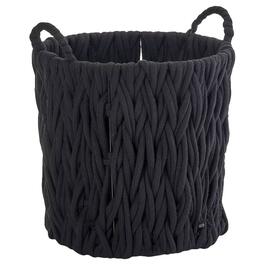 Small Black Braided Round/Tall Chunky Cotton Rope Basket