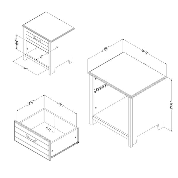 South Shore Ulysses Fall Oak 1-Drawer Nightstand