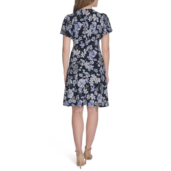 Womens Tommy Hilfiger Short Sleeve Floral Jersey Shift Dress