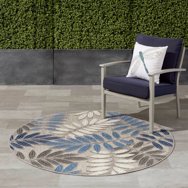 Nourison Aloha Leaf Print Round Rug