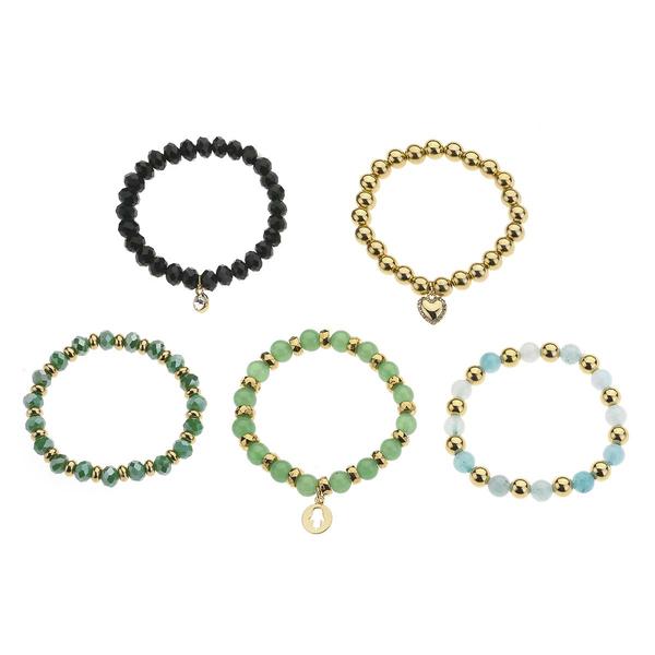 Ashley Cooper(tm) 5pc. Multi Color Beaded Stretch Charm Bracelet - image 