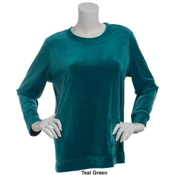 Womens Hasting & Smith Long Sleeve Velour Solid Sweatshirt