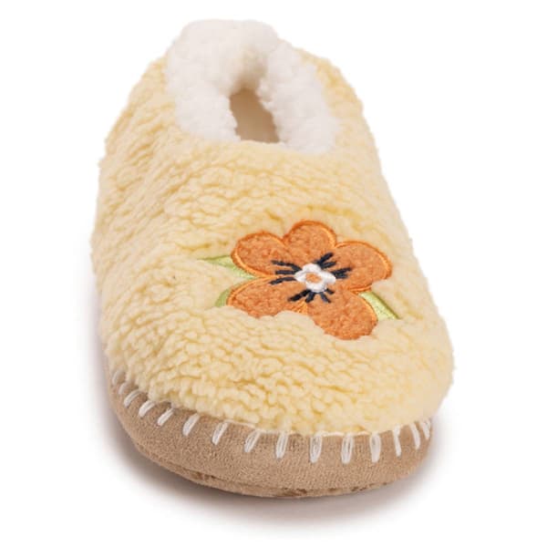 Womens MUK LUKS® Yellow Floral Sherpa Ballerina Slippers