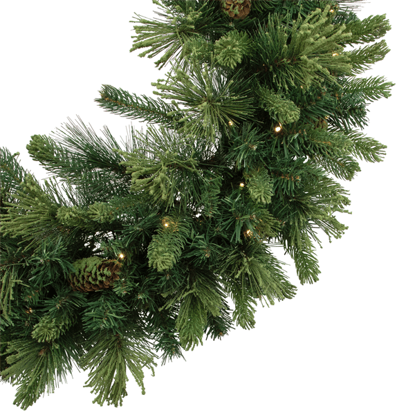 Northlight 32in. Clear LED Mossy Cashmere Pine Christmas Wreath
