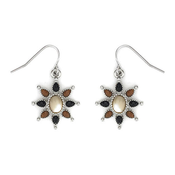 Chaps Cabochon Stones Flower Dangle Earrings - image 