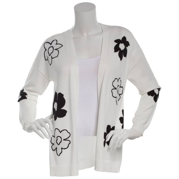 Petite Hanna & Gracie Long Sleeve Floral Cardigan