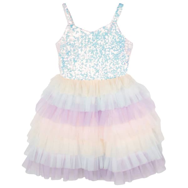 Girls &#40;7-16&#41; Rare Editions Sleeveless Sequin to Ombre Mesh Dress