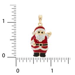 Ellen Tracy Brass Yellow Plated Crystal Santa Pendant Necklace