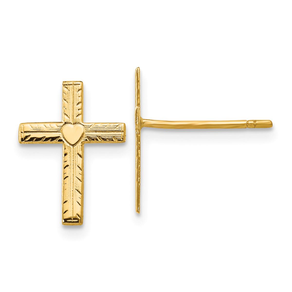 Gold Classics™ 14kt. Gold Heart Cross Dangle Earrings