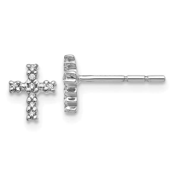 Diamond Classics&#40;tm&#41; 14kt. White Gold Cross Earrings - image 