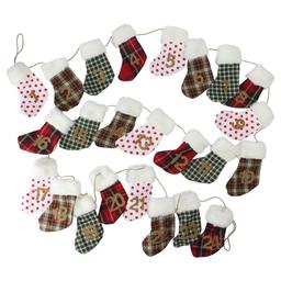 Northlight 8ft. Countdown to Christmas Plaid Stocking Garland