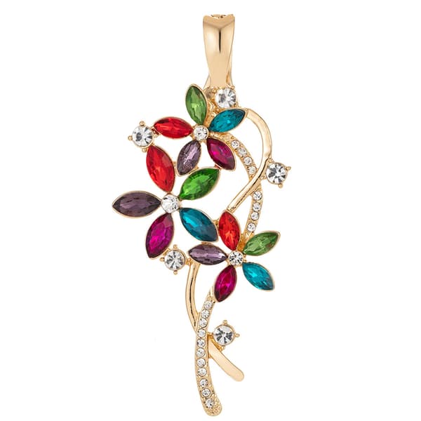 Wearable Art Gold-Tone Multi Color Crystal Flower Enhancer - image 