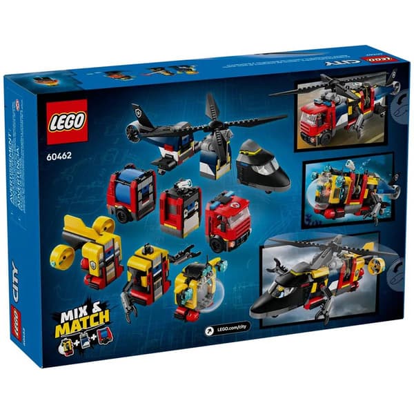LEGO&#174; CITY Helicopter&#44; Fire Truck & Submarine Remix Building Kit