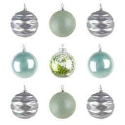 National Tree 13in. Mint & Silver Ball Ornaments - Set of 9