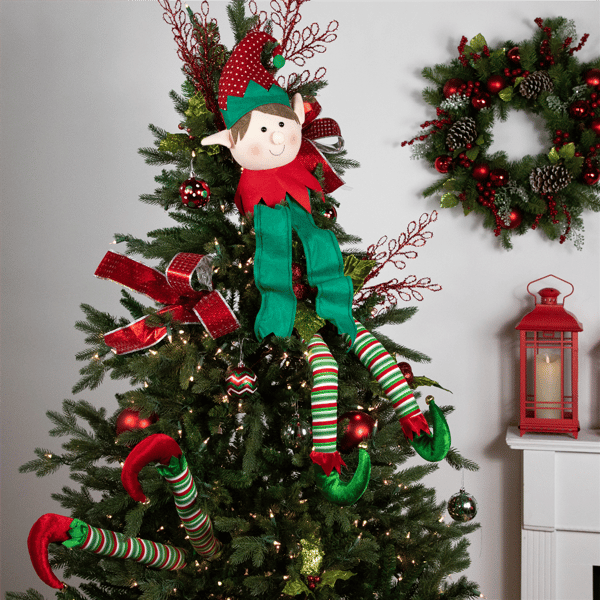 Northlight 16in. Plush Red & Green Elf Christmas Tree Topper