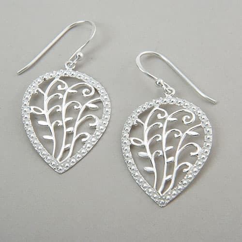 Marsala Sterling Silver Scrolls Teardrop Drop Earrings