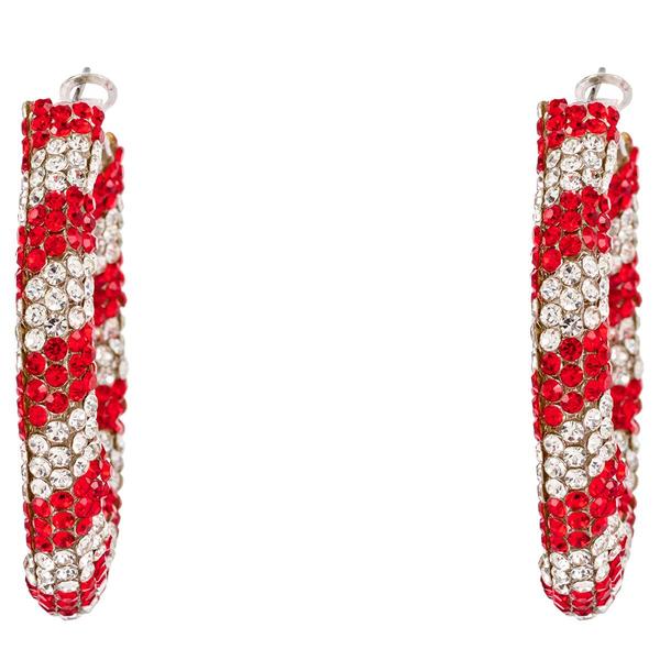 Holiday-Inspired Glass Stone Hoop Earrings