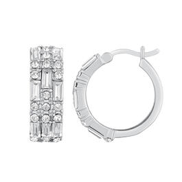 10kt. Gold & Crystal Oval Diamond-Cut Fancy Hoop Earrings