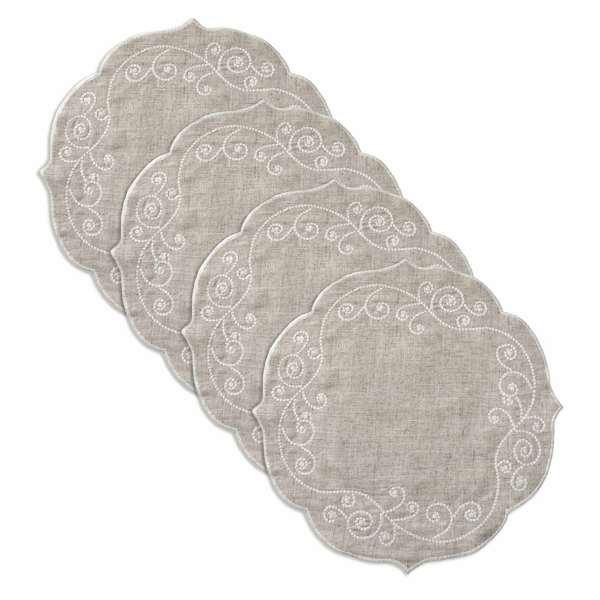Lenox® French Perle Linen Embroidered Round Placemats - Set of 4 - image 