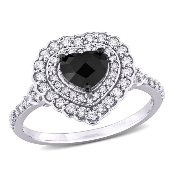 Sophia B 1 1/4ctw. Black & White Heart-Rose Cut Diamond Ring - image 