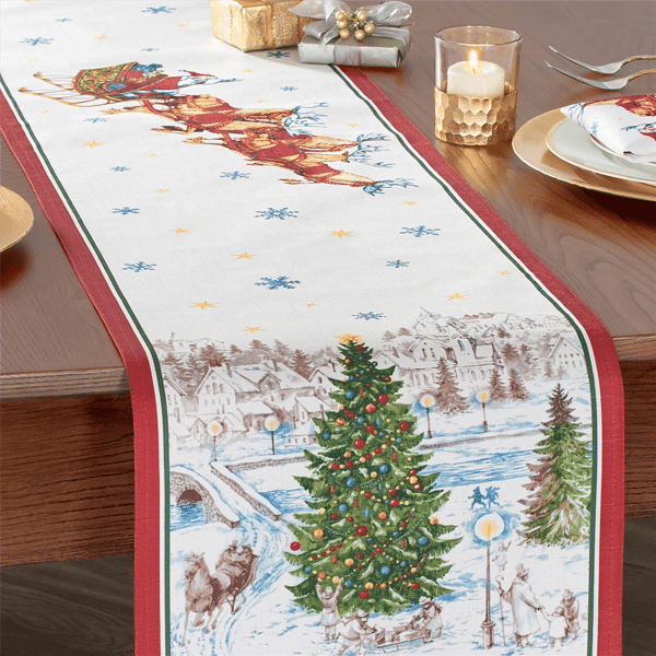 Threadmade Santa’s Snowy Sleighride Table Runner