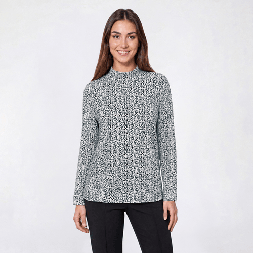 Womens Hasting & Smith Long Sleeve Mock Neck Floral Tee - image 